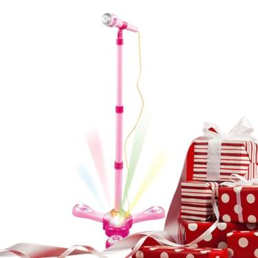 Imagem de Microfone de Brincadeira para Crianças,com Luz Suporte Ajustável Brinquedos Musicais Interativos Coloridos | Brinquedo Karaokê para Diversão | para Meninos Meninas em Idade Pré-Escolar Família e Amigo