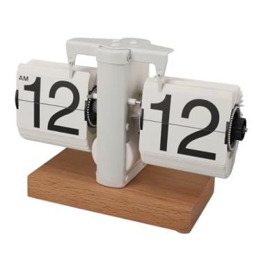 Imagem de GLOGLOW Despertador/Relógio/Relógio de Parede/rádio Design Mecânico Com Base de Madeira, Aço Inoxidável e PVC, Formato de 12 Horas, Alimentado por Bateria, de Mesa Flip de 5,6 Polegadas de Altura,