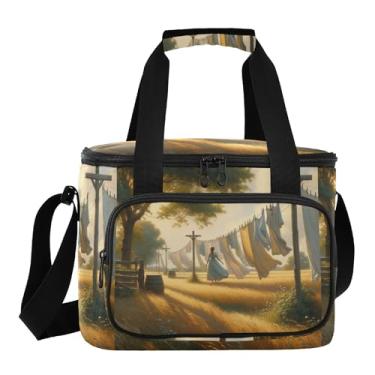 Imagem de Lancheira térmica Peaceful Laundry Day, bege, lancheira isolada, lancheira masculina para o trabalho