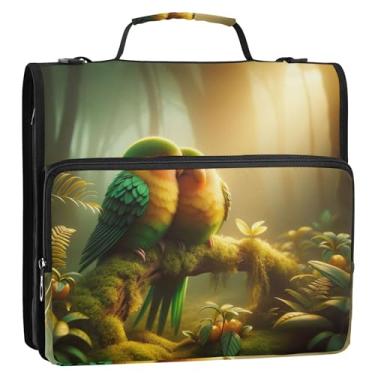 Imagem de Fichários básicos de 3,8 cm, 3 anéis, pesados, floresta, Lovebirds, Lightfall, organizador de fichário com zíper, pasta de armazenamento com alça, bolsa escolar com alça de ombro