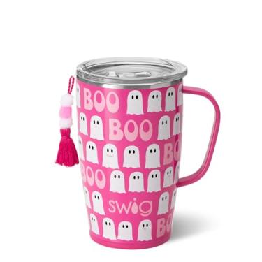 Imagem de Swig Life Caneca de viagem de 510 g, copo isolado com alça e tampa, suporte para copo, seguro para lava-louças, aço inoxidável, xícara de café de viagem (fabulosa)