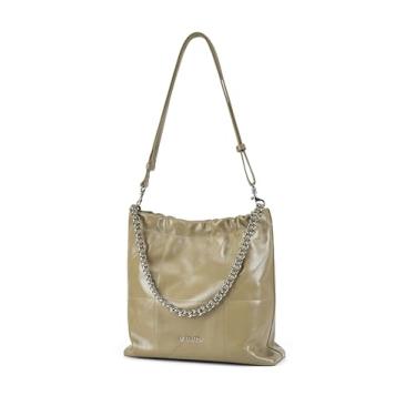 Imagem de LA FESTIN Bolsa de couro feminina elegante com alça de corrente luxuosa macia para trabalho, Cinza, verde, Small