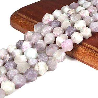 Imagem de [ABCgems] Lepidolita lilás africano raro fosco (matriz requintada) 8 mm Contas de precisão corte estrelado para fazer contas e fazer joias