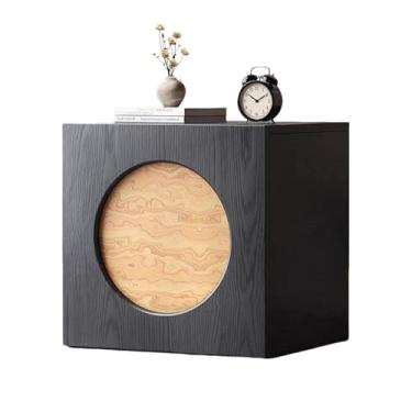 Imagem de KXPSWGE Mesa de cabeceira de madeira maciça com 2 gavetas, mesa lateral prática para cama, mesa de canto para quarto, sala de estar, armário