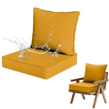 Imagem de Yadlan Almofadas para móveis de jardim com conjunto de almofadas para o encosto, almofadas impermeáveis para assentos de exterior sala de estar para casa carro sofá e cadeiras N 61 * 61 * 8 61 * 50