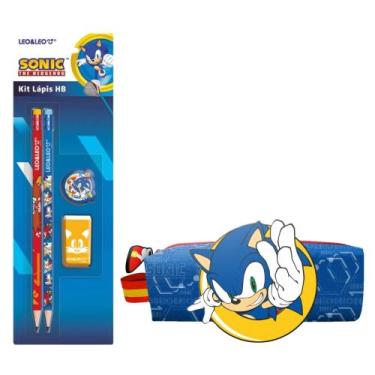 Imagem de COMP Kit Material Escolar Sonic 2 Lápis HB + Apontador + Borracha + Es