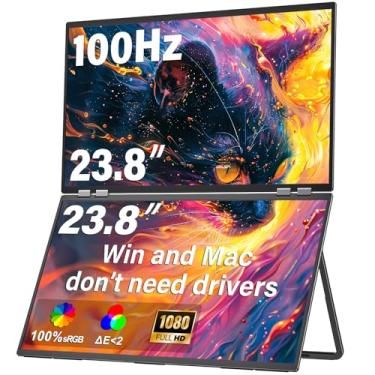 Imagem de InnoView 23,8" Fhd 100Hz 100% Srgb Monitor Duplo 315° Extensor De Monitor Ajustável Para Windows Mac Com Hdmi Tipo-C Trabalho Jogos Escritório Monitor Triplo