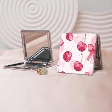 Imagem de Y2K Espelho de maquiagem portátil estilo milenar, mini espelho de maquiagem portátil dobrável, espelho de contorno quadrado compacto de dupla face, adequado para todos em várias ocasiões