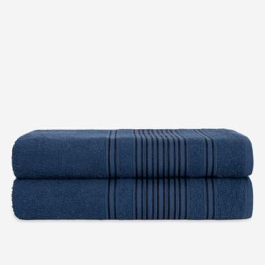 Imagem de Kit Jogo 2 Toalhas de Banho Luxo Prime 74x150cm – Algodão – Alta Absorção e Toque Macio (2 AZUL)