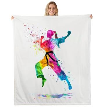 Imagem de Erosebridal Cobertor de lã Taekwondo para meninas amantes de taekwondo cobertor sherpa bebê 76 cm x 101 cm colorido grafite tie dye felpudo cobertor de pelúcia para crianças, meninos, meninas
