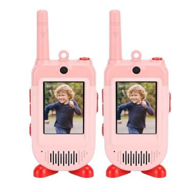 Imagem de ASHATA Walkie Talkies de Vídeo para Crianças 2 Unidades, Brinquedos para Meninos e Meninas de 3 a 12 Anos Em Ambientes Internos e Externos, Intercomunicador de Vídeo Recarregável para (Rósea)