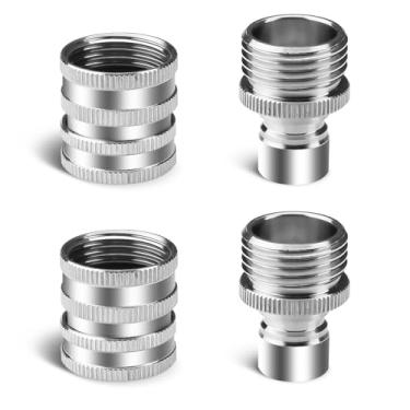 Imagem de Pacote com 4 conectores de conexão rápida para mangueira de jardim de aço inoxidável, lavadora de pressão de 9,5 cm, kit de conexão rápida, adaptador de terminais para reparo de torneira de água