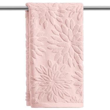 Imagem de Artoid Mode 1 peça de toalhas de mão rosa 3D dália floral jacquard primavera para banheiro, 100% algodão macio absorvente toalha de decoração de banheiro, 14,7 x 29,5 polegadas