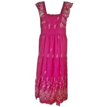 Imagem de Vestido Longo Midi Feminino Estampado Babado na Manga Elegante Bojo 3 