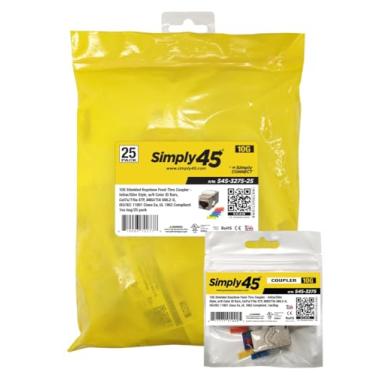 Imagem de Simply45 Acoplador Keystone de 10G STP com estilo embutido/fino - Suporta barras de identificação de encaixe S45 - Cat7a/7/6a blindado, ANSI/TIA 568.2-D, ISO/IEC 11801-25-Pack - S45-3275-25