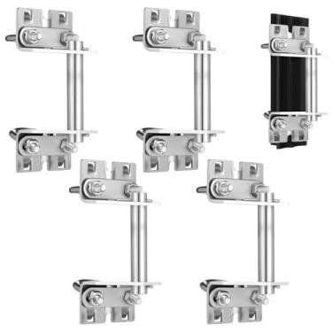 Imagem de MorningRo Conjunto de 2 conjuntos de pinos de dobradiça de poste T de aço para cabide de portão de fazenda de um poste em T de metal, para rancho, jardim, quintal, instalação fácil