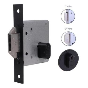 Imagem de Fechadura Arouca 1006 Externa Porta de correr Roseta Redonda, Preto
