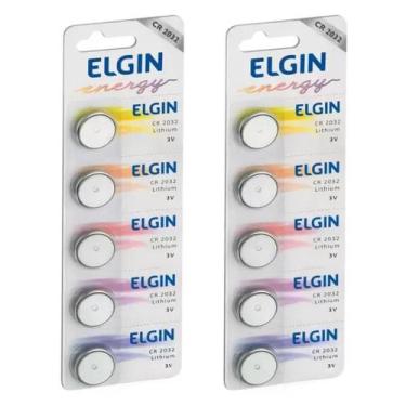 Imagem de 10 Bateria Moeda Cr2032 3v Pilha Lithium Elgin Cartela