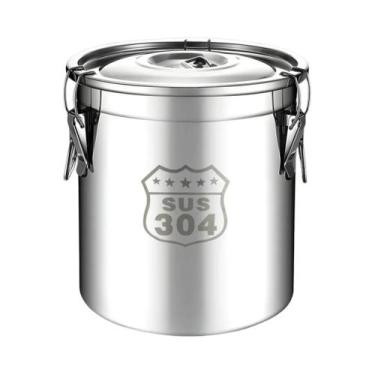 Imagem de Balde Grande De Aço Inoxidável Para Armazenamento De Alimentos Com Tam