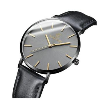 Imagem de Relógio De Pulso Masculino De Luxo Ultra Fino Em Couro Quartz KEMANQI 