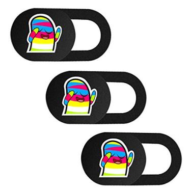 Imagem de Capa para webcam SIREG ultrafina – Capa de câmera para laptop, tablet, MacBook Pro, Mac Mini, computador, smartphone, proteja sua privacidade e segurança, adesivo forte, Rainbow People-Black & 3 pack, 0.73 x 0.35 x 0.027 inches
