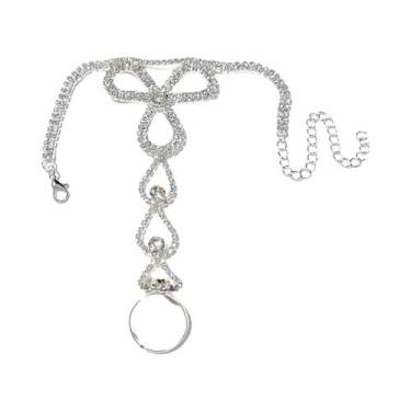 Imagem de Pulseira integrada de anel de moda simples personalizada com strass br