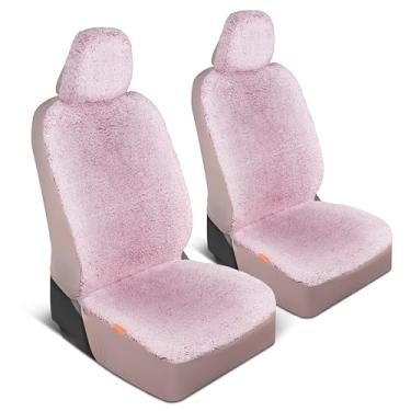 Imagem de Carbella Capa de assento de carro de lã de pelúcia, 1 peça de capa de assento rosa para carros com toque acolchoado macio, protetor interior automotivo fofo para caminhões Van SUV