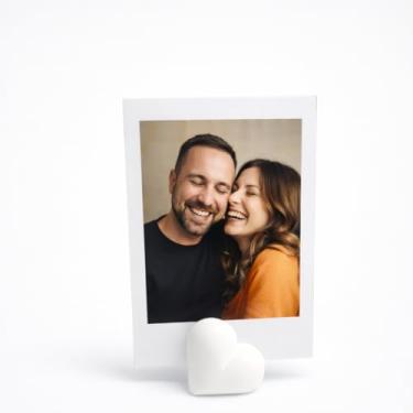 Imagem de Kit 5 Porta Fotos Polaroid Coração SOMENTE para Instax Mini Retrato Foto Album Moldura Polaroide Minimalista (Branco)