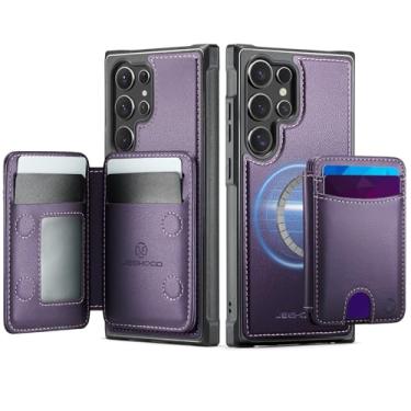 Imagem de owlhold Capa carteira para Samsung Galaxy S26 Ultra, compatível com MagSafe e bloqueio de RFID 2 em 1, capa dobrável dobrável, estilo de suporte de couro PU removível, capa de telefone para Samsung