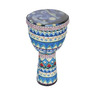 Imagem de Tambor de mão africano 8 polegadas djembe portátil instrumento percussão com padrões artísticos para crianças pandeiro leve instrumentos musicais iluminação infantil
