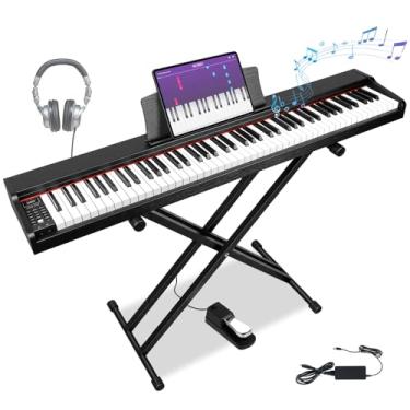 Imagem de Teclado Musical, Teclado Instrumento, Teclado Sintetizador, Kit Teclado Musical 88 Teclas Sensíveis, Piano Digital Bivolt 88 Teclas C/Suporte E Pedal Waver