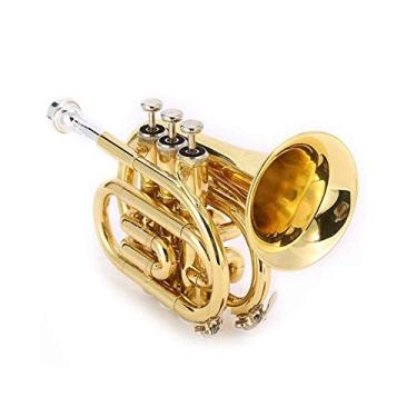 Imagem de Lss9azznmm Trompete intermediário portátil B plano mini corona, instrumento de sopro para iniciantes tocando trompete de nível profissional, tom melhor