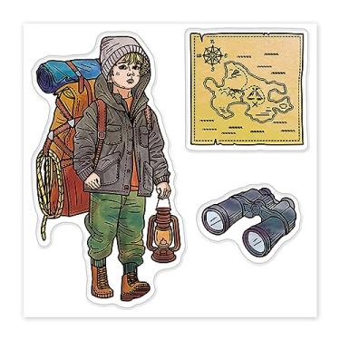 Imagem de 1 folha de carimbos de plástico de PVC, carimbo de silicone com padrão humano, estampa de mochila de telescópio reutilizável, carimbo transparente para fazer álbuns de fotos faça você mesmo, 10 x 10