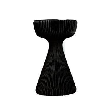 Imagem de Mesa lateral dobrável, mesa de canto redonda de 33 x 53 cm, pequena mesa de centro de bistrô com vidro para pátio, sala de estar, varanda, quintal, jardim, quintal, mesa de centro pequena (preta