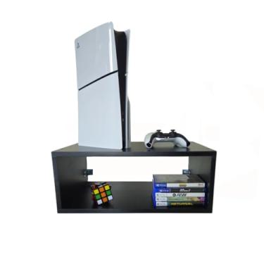 Imagem de Nicho de Parede Suporte para Video Game Console Notebook Roteador 50x20x35cm MDF(Preto)