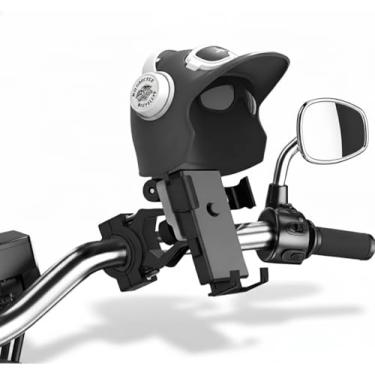 Imagem de Suporte de Celular para Moto e Bicicleta Modelo Mini Capacete com Proteção contra Sol e Chuva Rotação 180° Fixação no Guidão Compatível com Smartphones Ideal para Motoboys e Entregadores