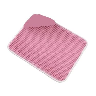 Imagem de Tapete de areia impermeável para gatos de estimação camada dupla tapete de caixa de areia antiderrapante almofada lavável tapete de cama produtos de almofada limpa (rosa, grande)