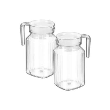 Imagem de Utensílios para servir bebidas 2 peças de jarros de água de grande capacidade chaleira de água doméstica de plástico com tampa jarro de bebida para suco, leite, bebidas frias ou quentes jarra de água