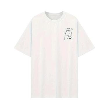 Imagem de Camiseta Casual Feminina Com Estampa De Urso, Manga Curta, Versátil Pa