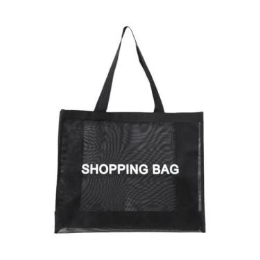 Imagem de Bolsa De Compras Grande Capacidade Em Nylon Transparente Com Malha Res