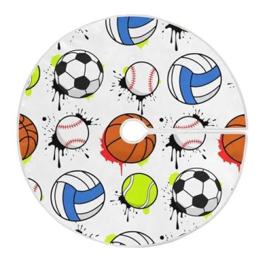 Imagem de Qilmy Saia de árvore de Natal para jogos de bola esportiva, 90 cm, de camurça, para árvore de Natal, adequada para ambientes internos e externos, festas, escritórios, armários699