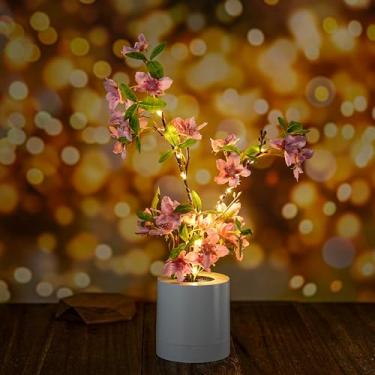 Imagem de WSYEAR Flor de cerejeira rosa em vaso, lâmpada artificial de cerejeira falsa para ambientes internos e externos, decoração de escritório, para casamento, aniversário, festa, Natal