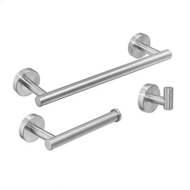 Imagem de 304 Suporte de papel de rolo de papel higiênico barra de toalha gancho de roupas preto prata ouro conjunto de acessórios de banheiro, conjunto inteiro escovado