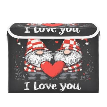 Imagem de STAYTOP Cestos de armazenamento fofos de gnomo para o Dia dos Namorados com tampas e alça de transporte, caixas de armazenamento dobráveis organizadores de recipientes para casa, quarto, armário