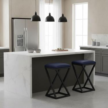 Imagem de Kit 2 Banqueta Baixa Cozinha 50 cm Balcão Bar Gourmet Corino