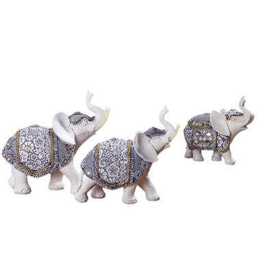 Imagem de YXCQHZM 3 peças de escultura decorativa de elefantes, decoração de estátua de arte decorativa de elefante - para sala de estar, escritório, bar, café, estátuas e esculturas