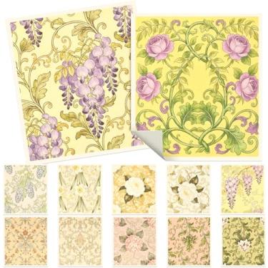 Imagem de Conjunto de 12 peças de pano de prato sueco reutilizável absorvente toalha de cozinha padrão de flores para bancada de vidro limpeza de pratos multiuso (estilo 1)