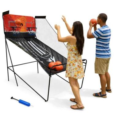 Imagem de Tabela de Basquete Duplo com Placar Eletrônico 5 Bolas Bomba de Ar - T