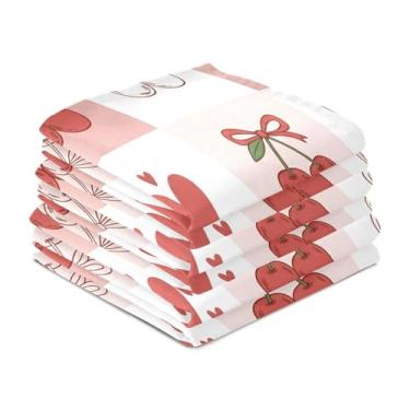 Imagem de Wassud Toalhas de prato de cozinha Cherry Checkerboard pacote com 6 panos de prato macios com laço para pendurar toalha de mão super absorvente de secagem rápida toalhas de chá de mesa decorativas 71