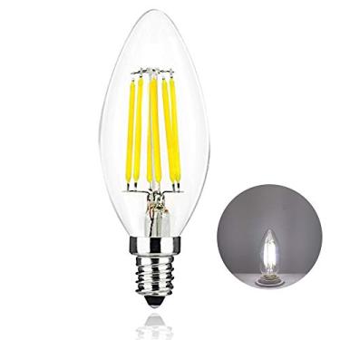 Imagem de Lâmpada LED E14 Branco Frio 6000-6500K 6W, Lâmpada de Lustre com Rosca Pequena Edison C35, Lâmpada de Filamento LED Tipo Vela Equivalente a 60W Incandescente, Não Dimerizável